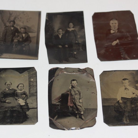 Antique Victorian 1800s Era Tintype Tin Type Photograph Photos CHILDREN Lot of 6 - Picture 1 of 6